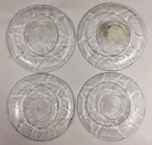 Arcoroc FLEUR Glass 4 Cup Mug & Saucer Plate Set 8 Pc Flower Petal Vtg FRANCE - Picture 6 of 12