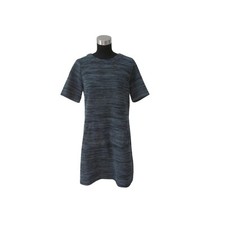 ANN TAYLOR Loft Green & Black Textured Short Sleeve Dress Sz M