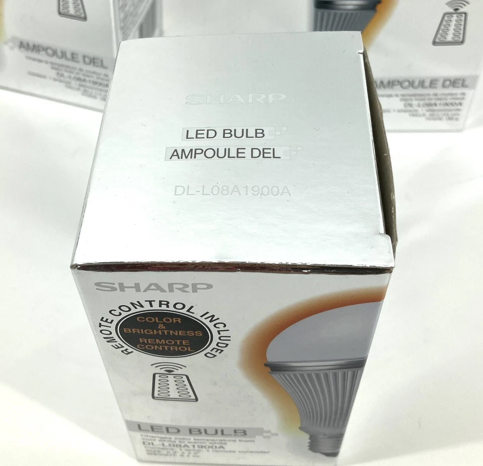 Sharp A19 Color Changing LED Light Bulb With Remote New In Box DL-L08A1900A - Image 4 of 4