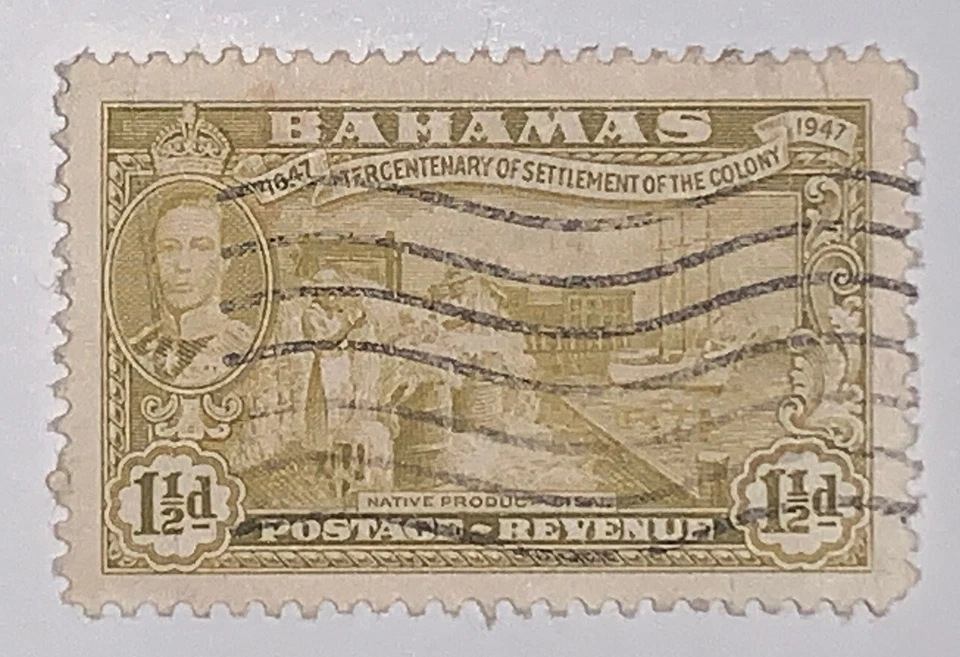 SELLOS DE VIAJE: SELLOS DE BAHAMAS SCOTT #134 USADOS BANDERA NG CANCELAR 1 1/2d Foto 2 de 4
