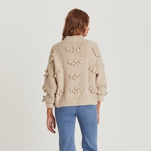 ARNHEM Wilder chunky knit jumper sz M rrp $249 pom poms wool mix in birch - Picture 6 of 13