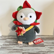 RUSS Holiday Penguin Plush With Poinsettia Flower Head And Zip Satchel Jazwares