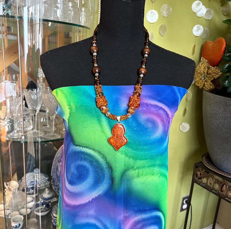 Genuino báltico grande perfecto ámbar 925 plata esterlina colgante collar ## EE. UU.