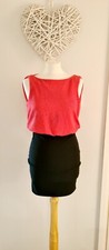 Womens Lipsy Size 8 Coral Pink Glittery Black Bodycon Dress Size 8 Stunning