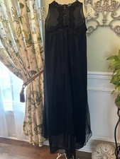 Women's Vintage Black 2 Piece Negligee Robe Set Sheer Witch Halloween Costume