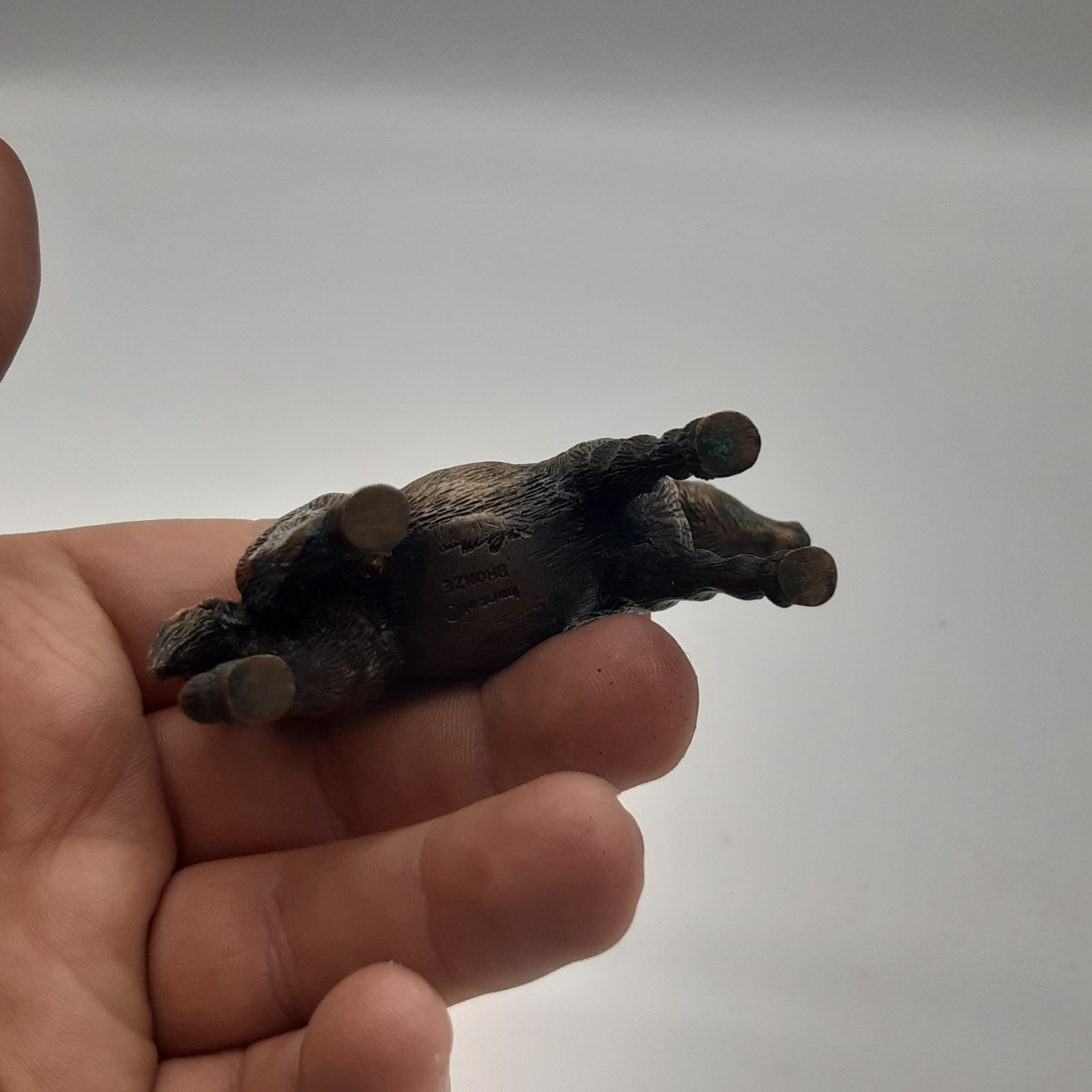 Hantel Bronze Miniature Horse Figurine Standing Pony Sculpture Signed image 4