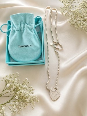 Tiffany & Co. Return to Tiffany großer Anhänger, 925 Sterlingsilber  Kugelkette