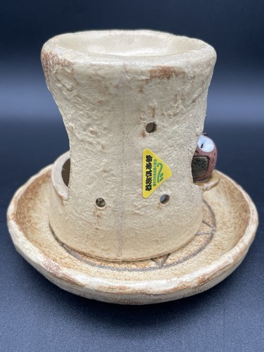 Japanese pottery Incense Burner Pot Maskiko-Yaki Stump Owl Oil Burner Japan IOB - Picture 6 of 14