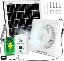 Solar Exhaust Fan with 7500Mah Battery, 25W Solar Panel Vent Fan f