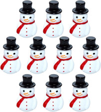 10Pcs Mini Snowman Figurines with Top Hat - Miniature Christmas Snowmen Resin Or