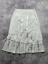 Vintage Boho Midi Skirt Cream Ribbon Lace Trim Cottagecore Fairy Size S