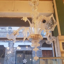 Lampadario In vetro di Murano Lavorato Muranese 3 luci CRI ORO Mis. Gr