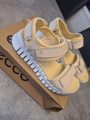 Ecco Damen Leder Gruuv Sol Sandalen, Nude Kalkstein