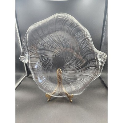 Large Studio Nova SEASHELL Clear Textured & Swirl 15'' Platter Beach House Decor