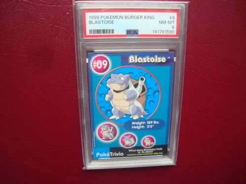 1999 Pokemon Burger King UnPerforated Blastoise card #9 Psa 8 Nm Mint
