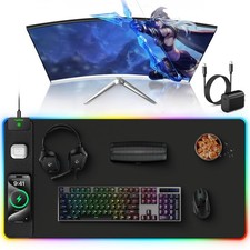 TopMade Wireless Charging Mouse Pad RGB Gaming Mousepad Home Office Desk 31.5