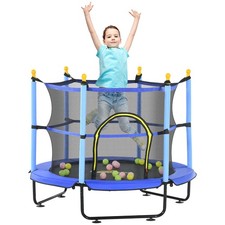 4.6ft Kids Mini Trampoline with Safety Enclosure Net and Ball Pit for 3-10 Years