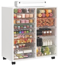 WOPITUES 15-Drawer Rolling Cart w/ Wood Top, Mobile Storage Cabinet Organizer
