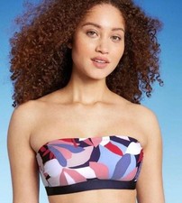 NEW Multicolored Sz Large Beach Pool Removable Pads Straps Halter Bikini Top