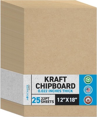 MagicWater Chipboard Sheet for DIY Projects - 12x18 Inch - 25 Pack - 22 pt - ...