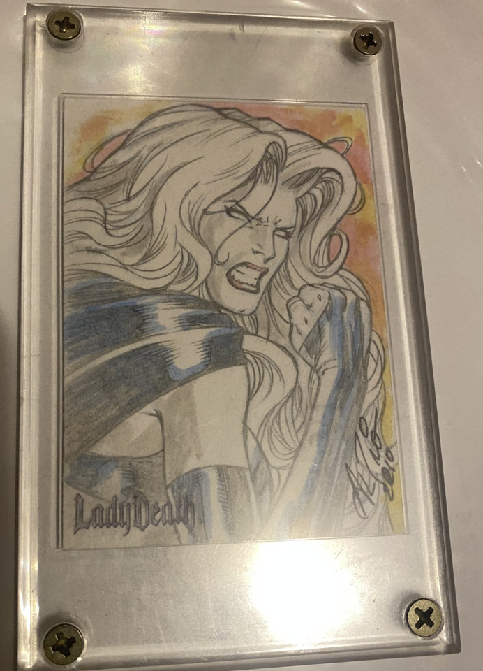 Lady Death original art AL Rio 5finity published sketch card RARE Comic Art