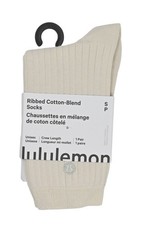 Lululemon Ribbed Cotton-Blend Socks LU9CDZS in Light Ivory