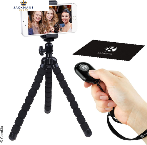 Flexible Cell Phone Tripod Black - + Camera Shutter Remote