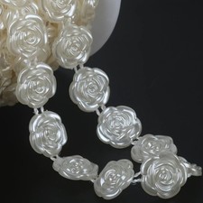 9 Mètres Chaîne Rose Ruban Floral En Perles Imitation Perles Finition