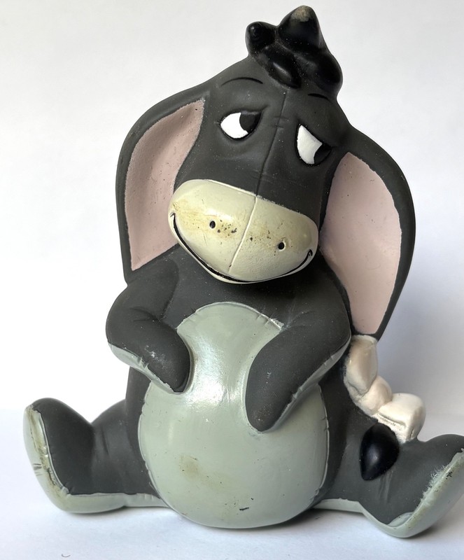VINTAGE DISNEY Winnie the Pooh EEYORE 5" VINYL SQUEAKER TOY FIGURE