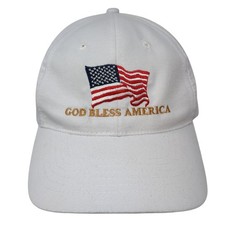 God Bless America Slideback Hat White One Size Embroidered USA Flag