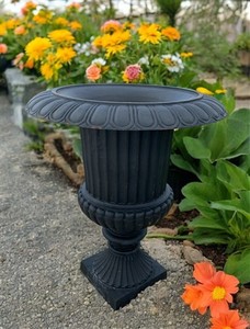 39" Tall Cast Iron Fluted Urn, Flower Pot Planter, Garden Patio Yard Art B3
