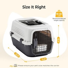 Hard-Sided Dog And Cat Carrier, TSA Airline Approved, For Small To Medium Pets,