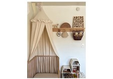 JIKAL Beige Children's bed awning w/ruffles cotton hanging tent with ruffles