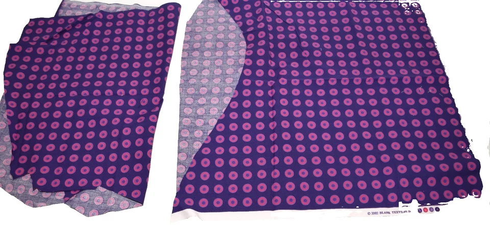 2002 Vintage 2 Blank Textiles Purple Pink Circles Remnants 42"x 16 and 17"x26 - Image 4 of 4