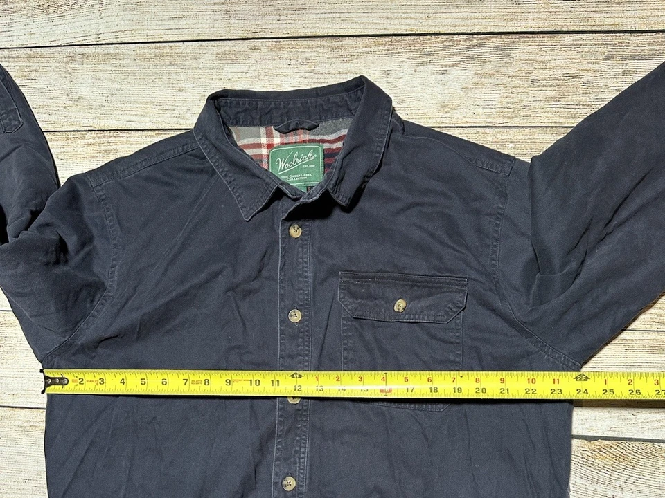 Woolrich Shirt Jacket Mens X-Large Green Label Shacket Blue Flannel Lined - Image 2 of 4