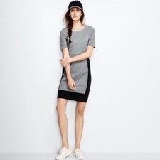 J. Crew Minimalist Gray Black Colorblock Tailored Ponte Dress 8 Modern Workwear