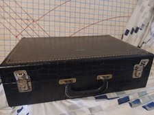 Vintage 8-Track Carrying Case-Faux Alligator Black-Holds 30 Tapes- With 12 Tapes