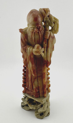 Vintage Hand Carved Stone Wise Man Figurine Scholar Sage Statue