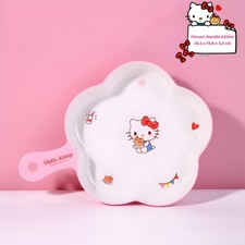 Hello Kitty Melamine Divided Plate Pink Flower Dish Kids Snack Tray Kawaii Bowl