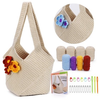 Crochet Bag Kit for Beginners Complete Starter Set with Yarn, Hook & Step-by-...