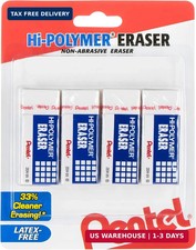 Pentel Hi-Polymer Block Eraser Small White, Pack of 4 ZEH05BP4