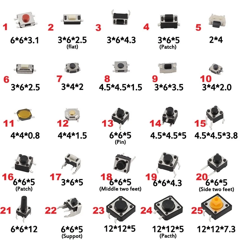 2x Micro Push Button Tact Switches Mini Leaf Switches Car Key Button Switch - Image 2 of 3