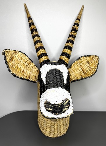 Geflecht Rattan Oryx Antilope Gazelle Kopf Afrika Dekor Reittier Taxidermie