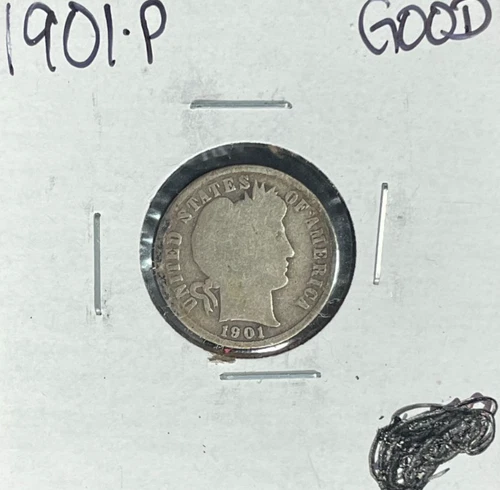1901 BARBER SILVER DIME ~GOOD  ~NICE COIN~ 90% SILVER