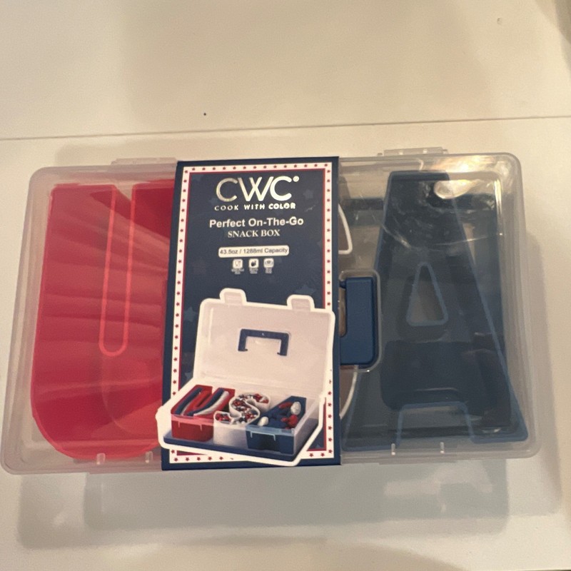 CWC Perfect-on-the-go Snack Box 3 Compartment 24oz BPA Free Snap Lid, Red