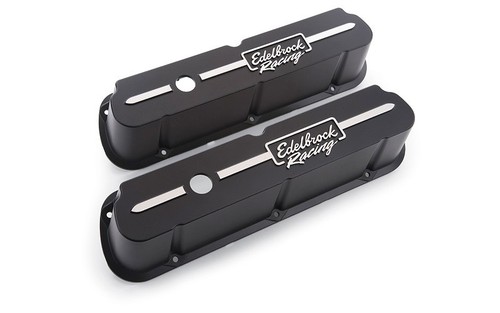 Edelbrock 41653, 2 Pack Black Aluminum Valve Cover Kit Race Series Sbf Tall Blac - Picture 3 of 10