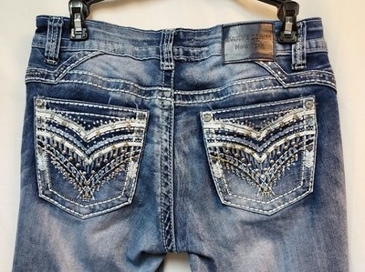 Evolve Denim New York Women's Embellished Boot Cut Denim Jeans  Size 3 Bling Y2K