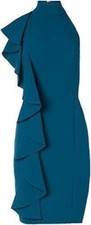 NWT Eliza J Bodycon Shift Style Blue Halter Sleeveless Dress With Ruffle Detail