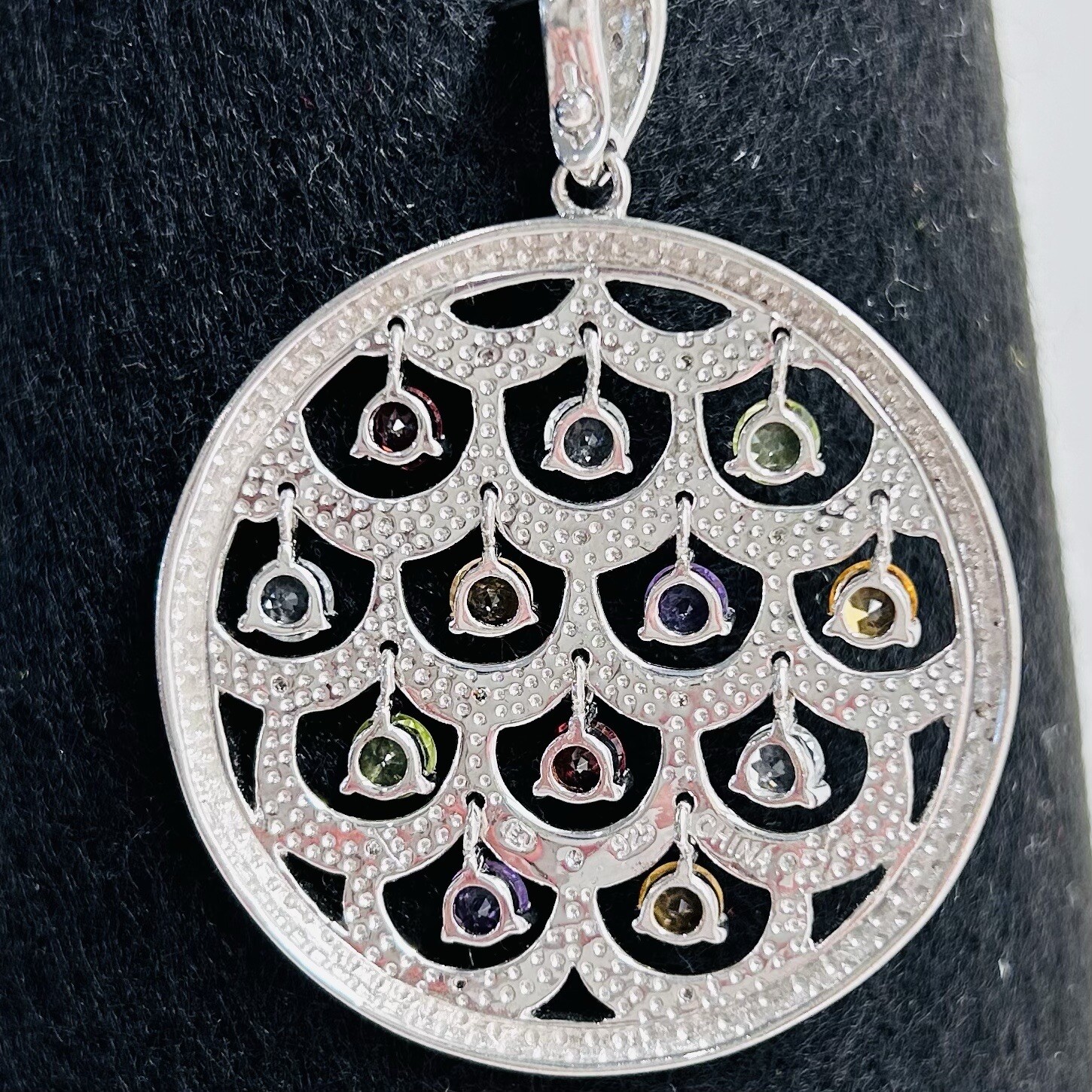Circle Sterling Silver Rainbow Multi Gemstone Cha… - image 2