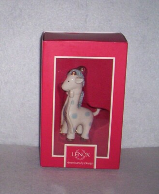 LENOX 2012 Baby's 1st Christmas Blue Giraffe Ornament NIB GOLD HORNS